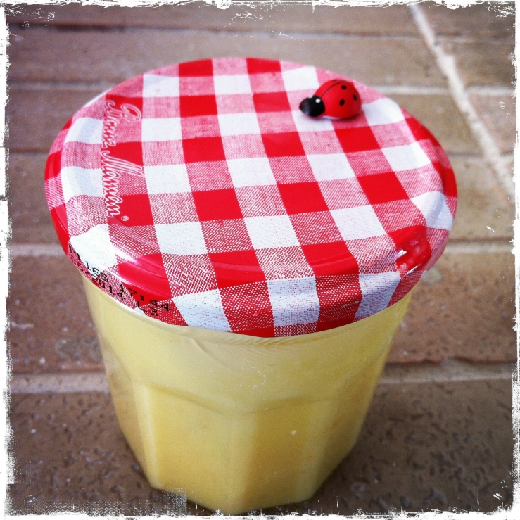 lemon curd with ladybird lid in Reading Ban = Limoncello Curd by barbedwords.wordpress.com